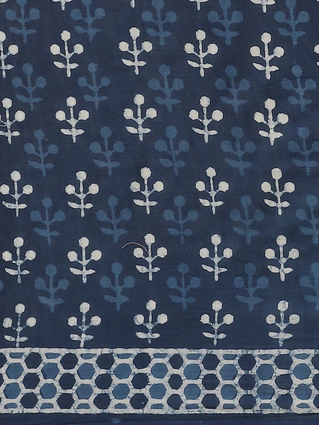 Blue Printed Cotton Saree