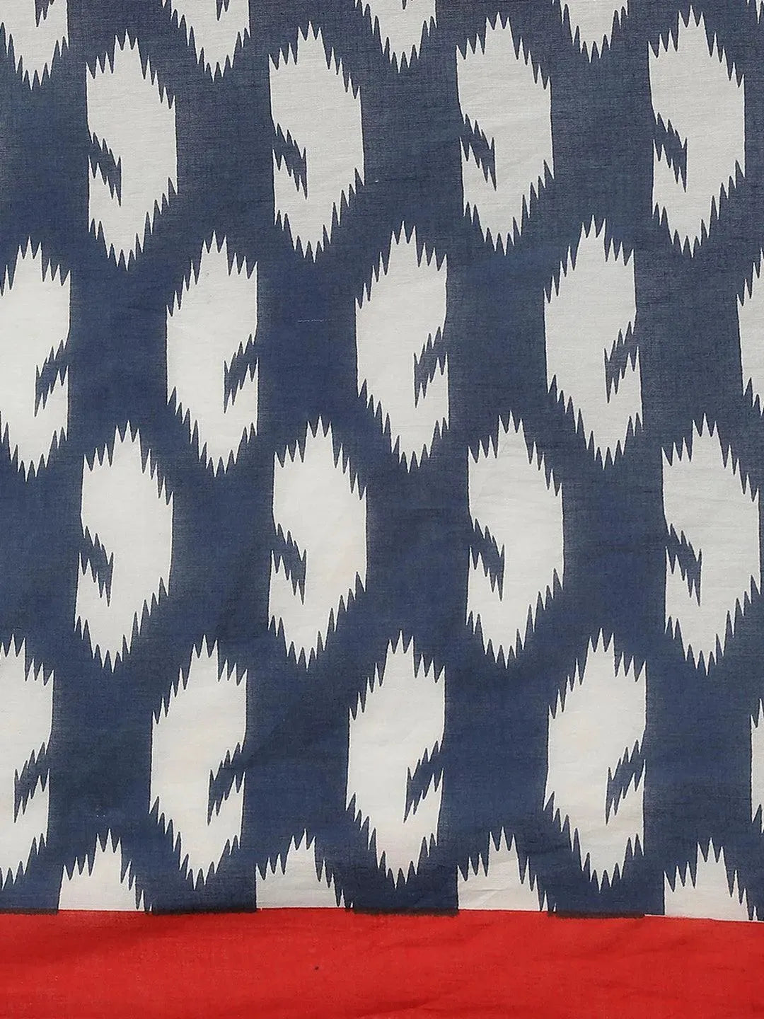 Blue Printed Cotton Saree - Libas 
