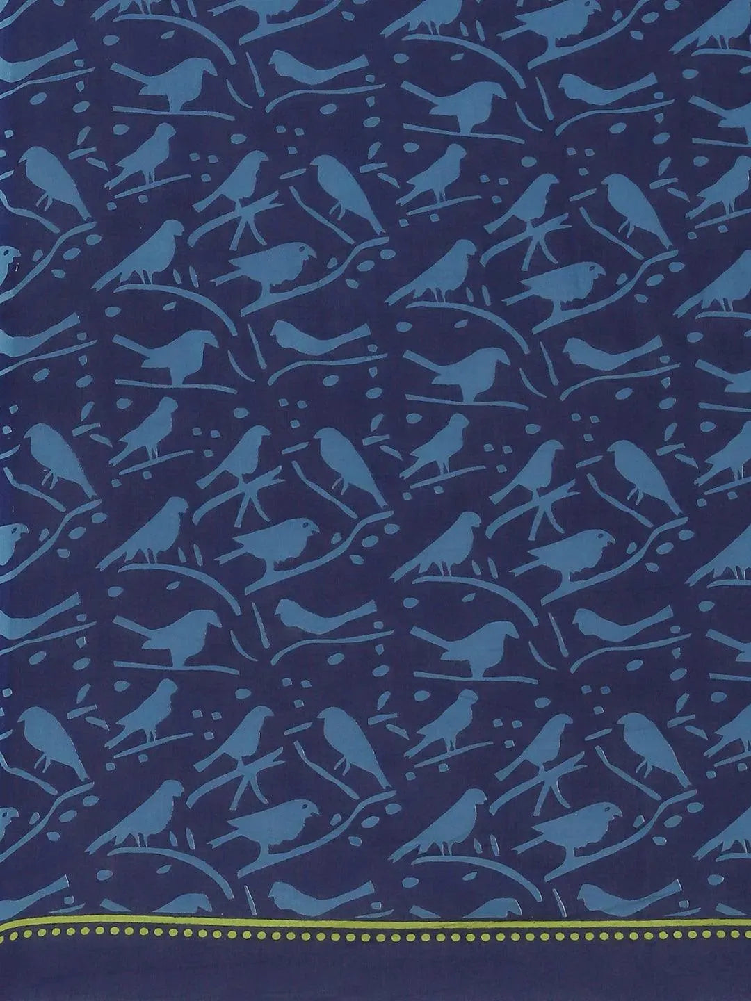 Blue Printed Cotton Saree - Libas 