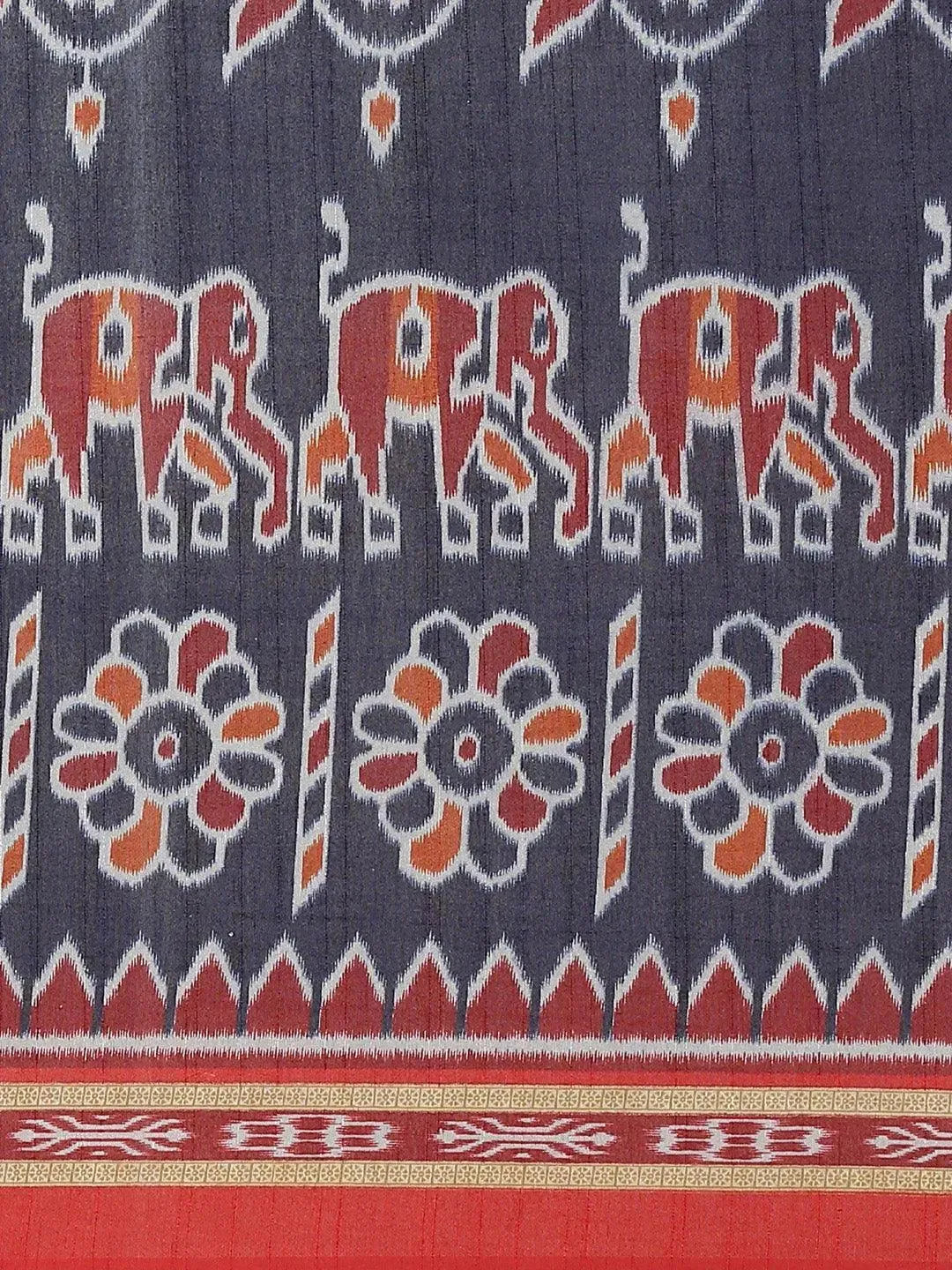 Blue Printed Cotton Saree - Libas 