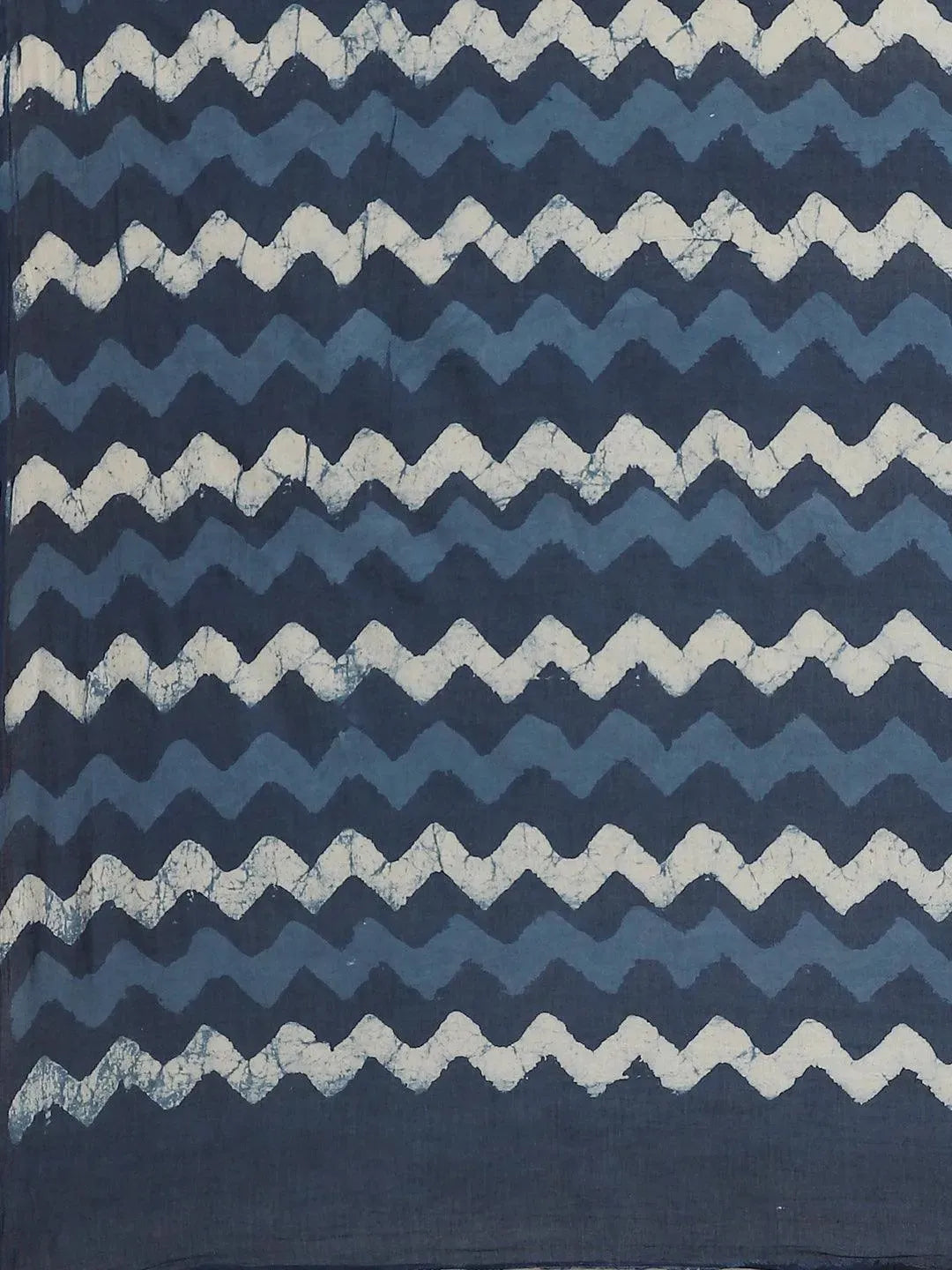 Blue Printed Cotton Saree - Libas