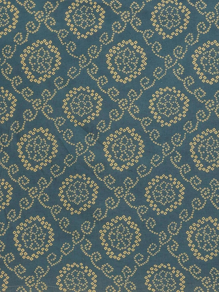 Blue Printed Cotton Saree - Libas