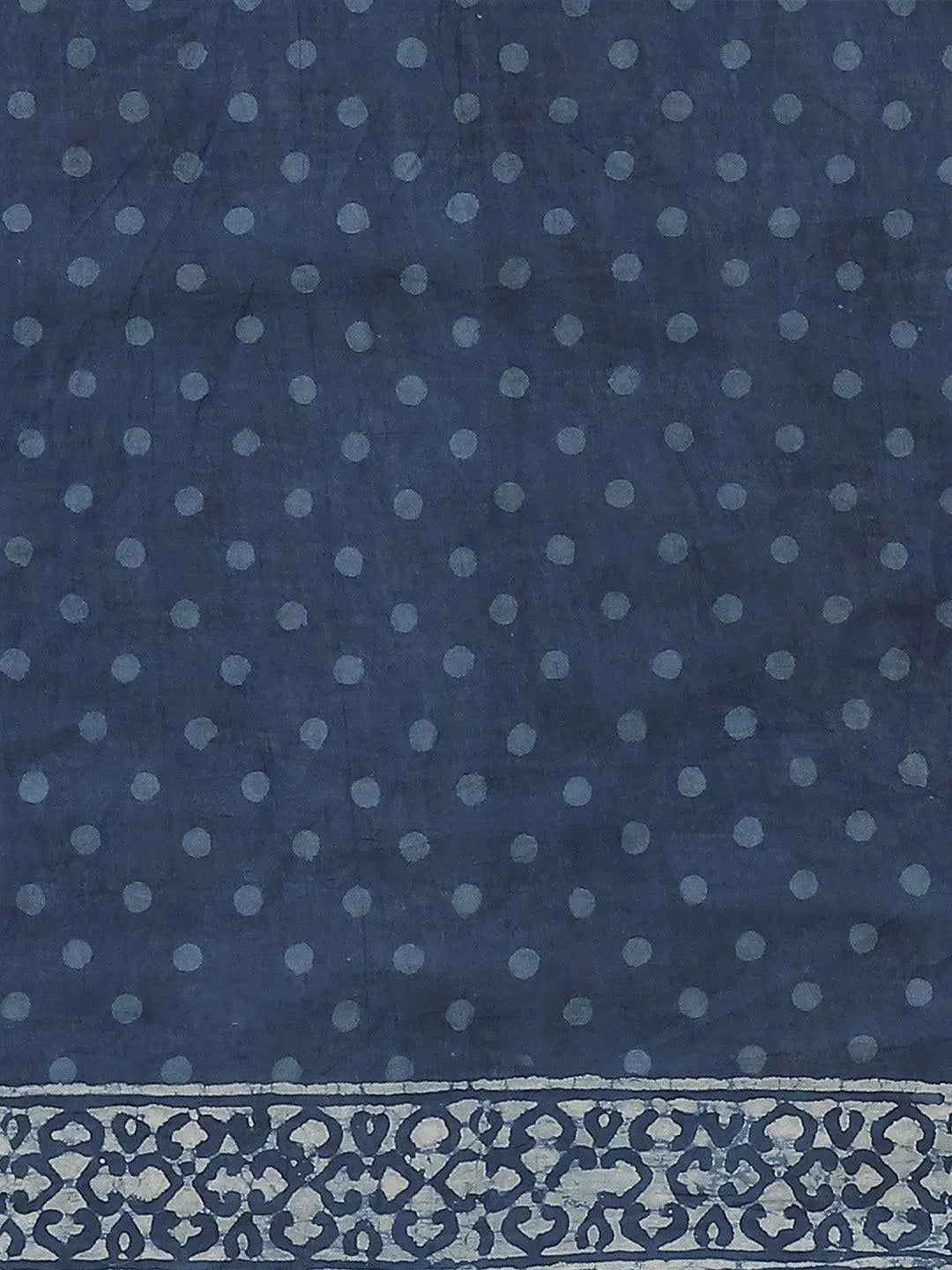 Blue Printed Cotton Saree - Libas 