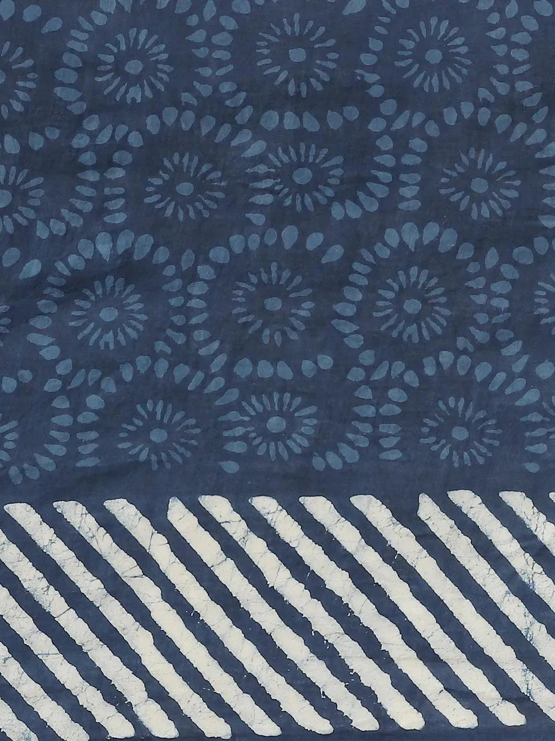 Blue Printed Cotton Saree - Libas 