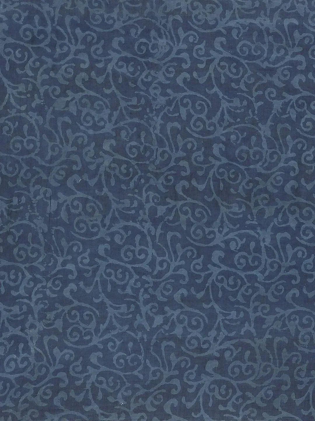 Blue Printed Cotton Saree - Libas 