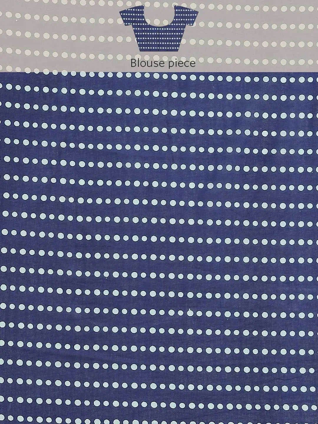 Blue Printed Cotton Saree - Libas 