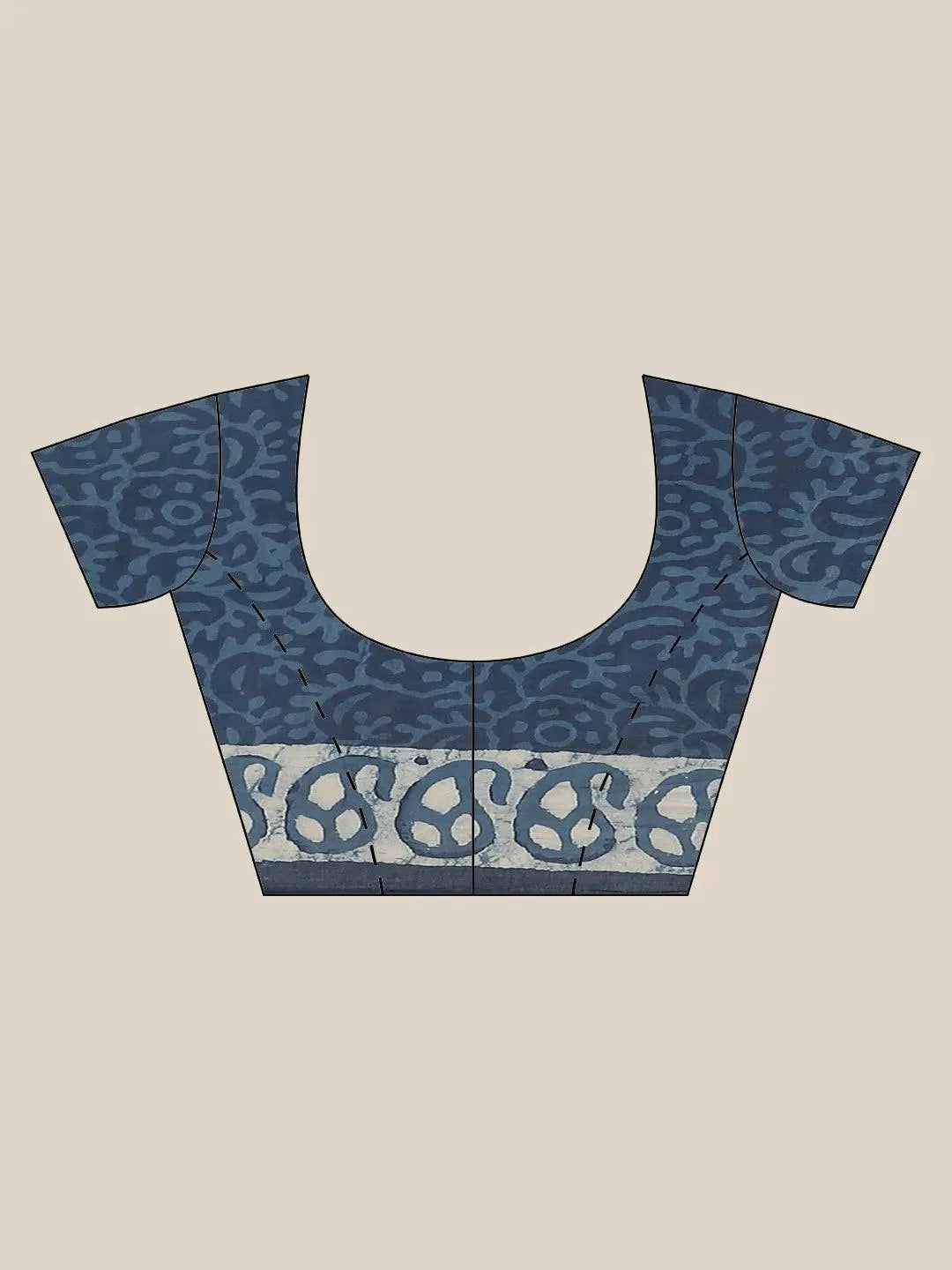 Blue Printed Cotton Saree - Libas 