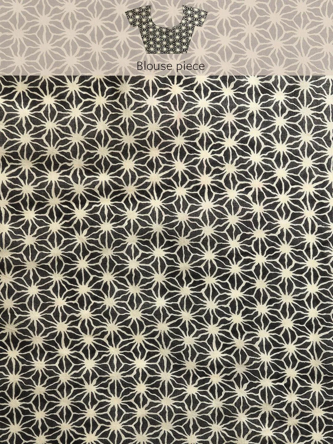 Blue Printed Cotton Saree - Libas 