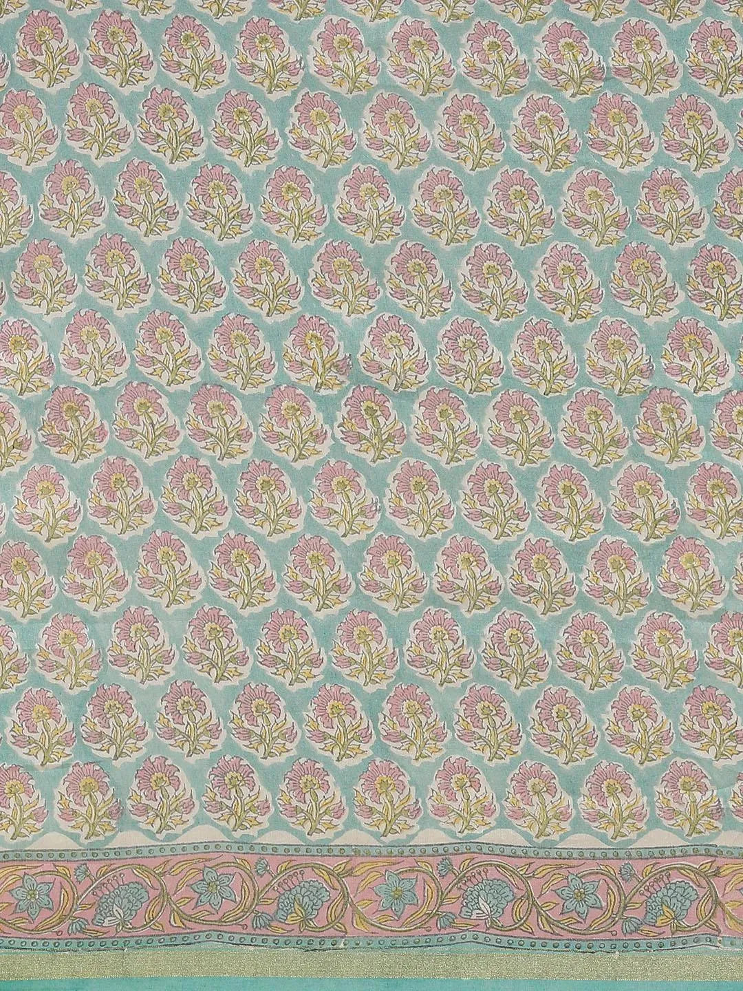 Blue Printed Cotton Silk Saree - Libas 