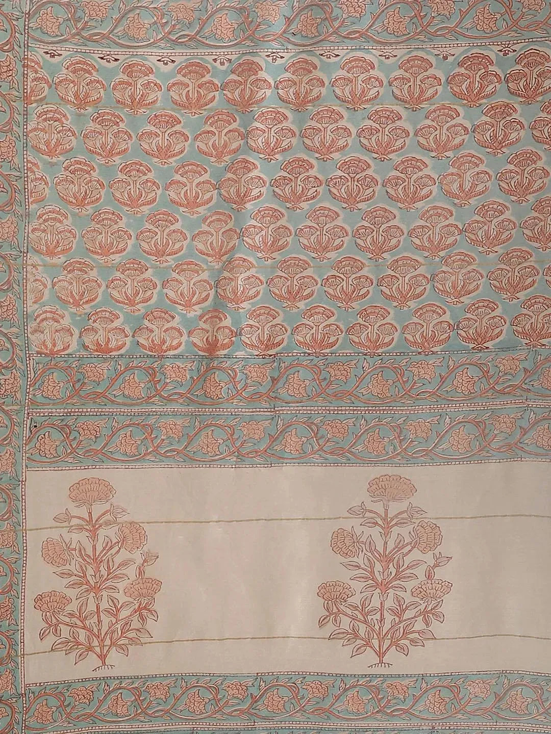 Blue Printed Cotton Silk Saree - Libas 