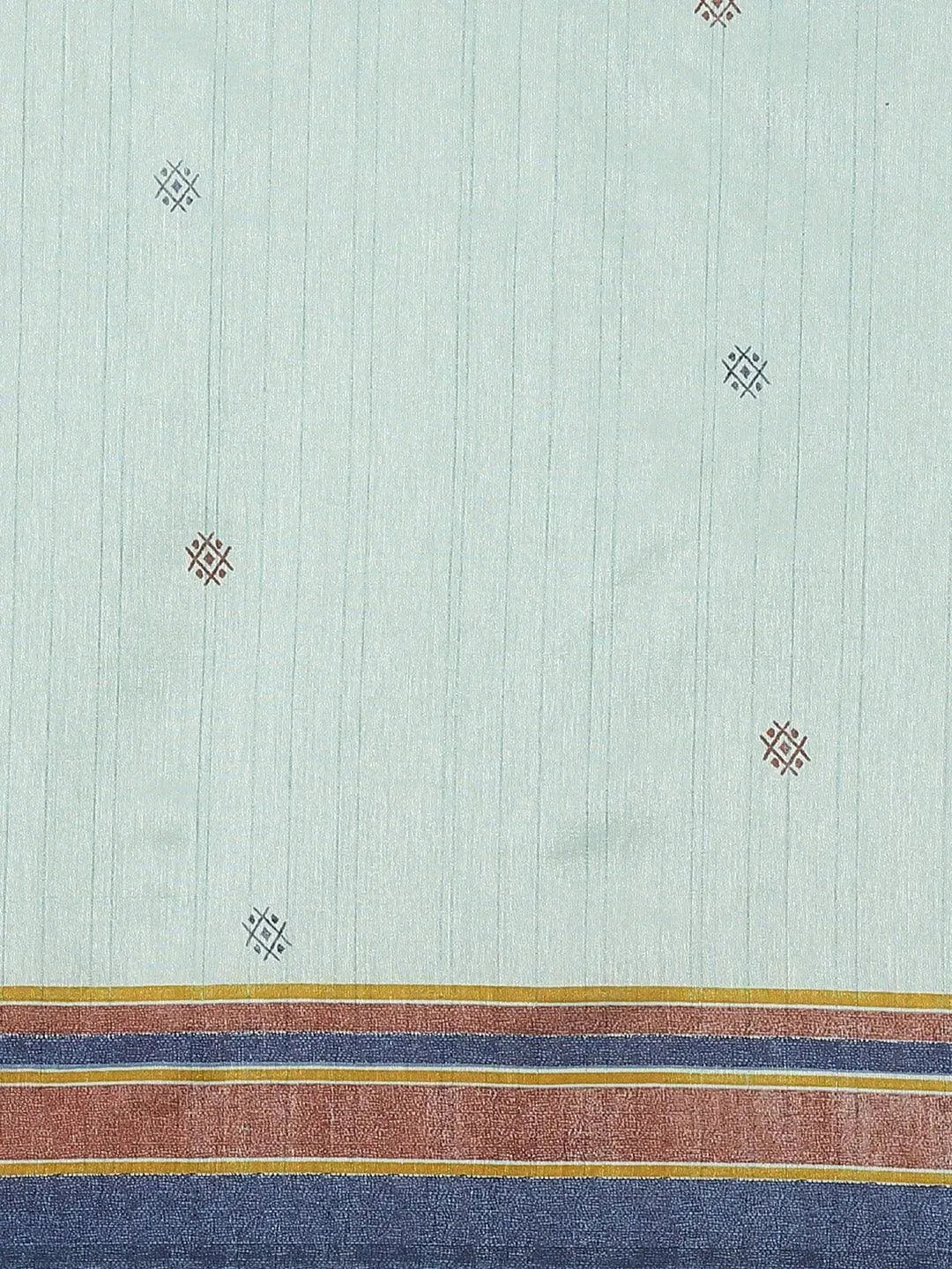 Blue Printed Cotton Silk Saree - Libas 