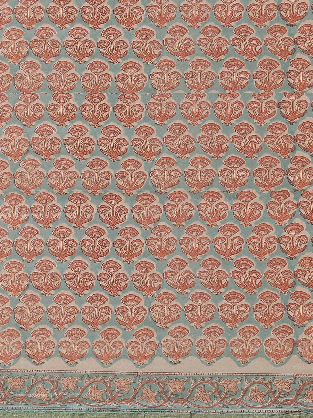 Blue Printed Cotton Silk Saree - Libas 