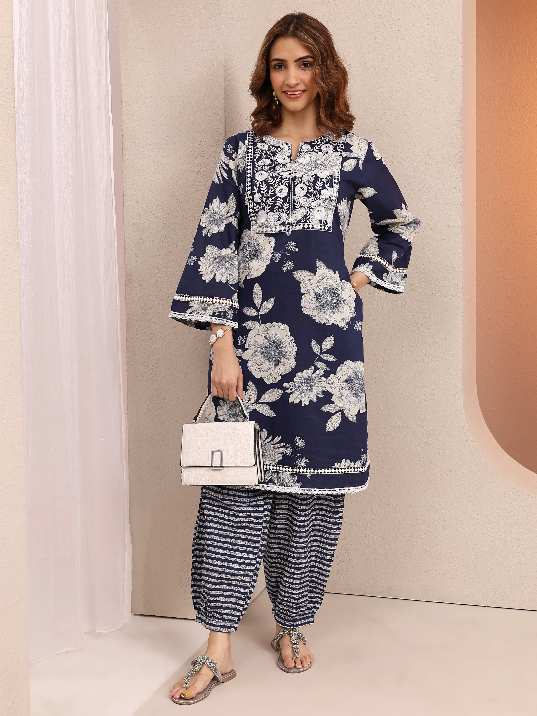 libas Blue Printed Cotton Straight Kurta Set-picture-42