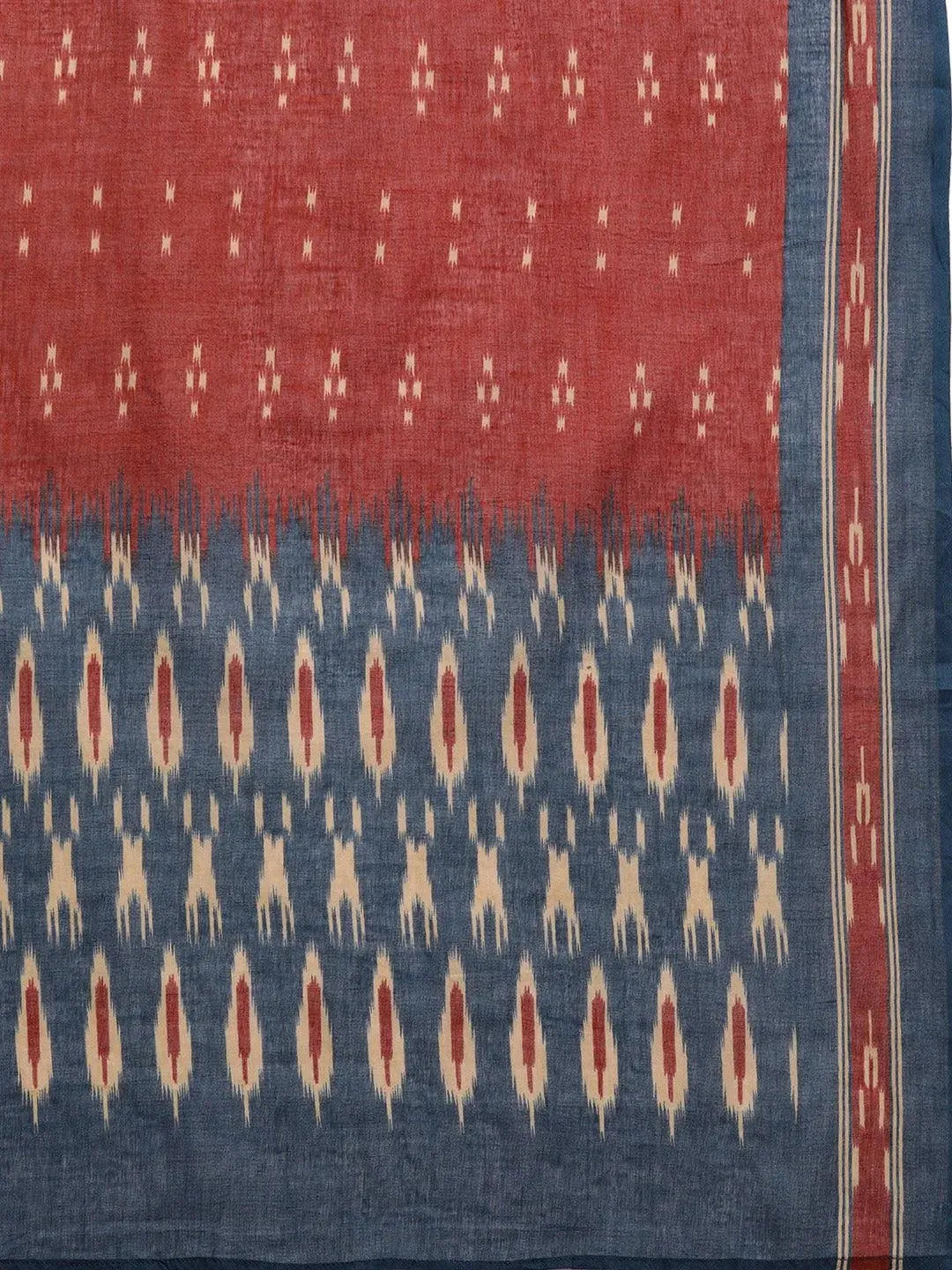 Blue Printed Cotton Straight Suit Set - Libas 