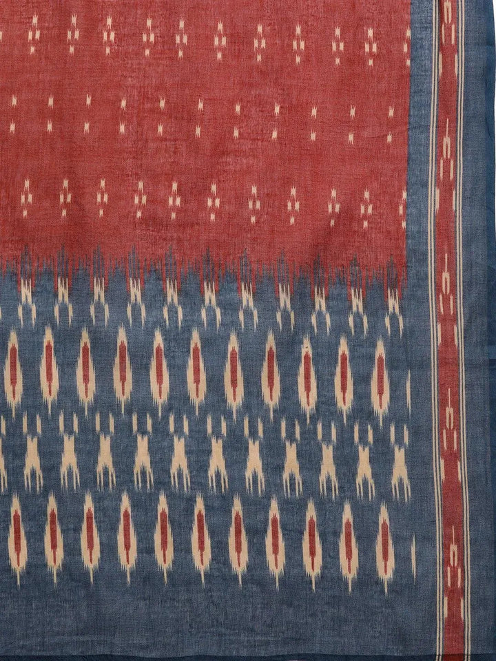 Blue Printed Cotton Straight Suit Set - Libas