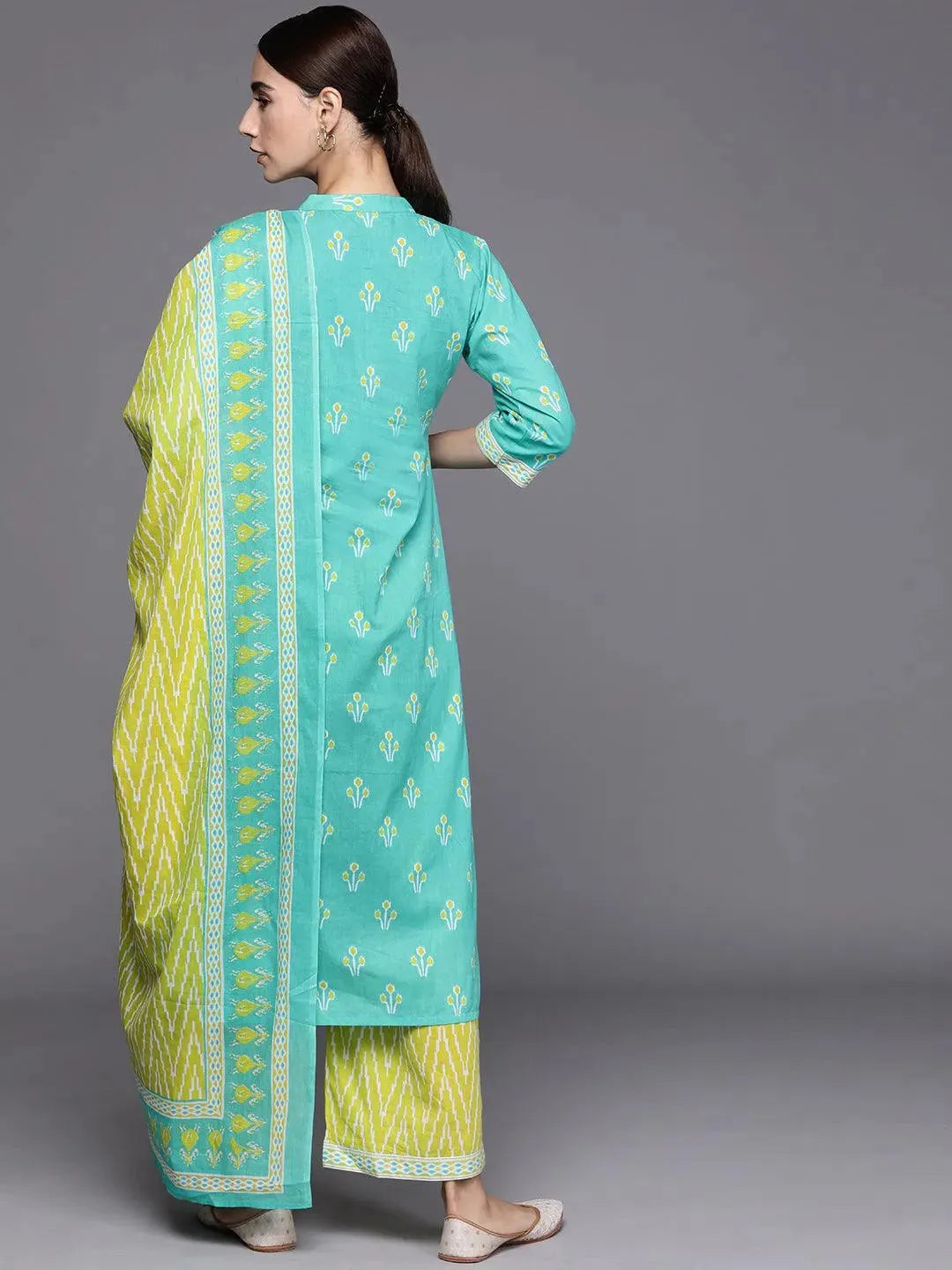 Blue Printed Cotton Suit Set - Libas