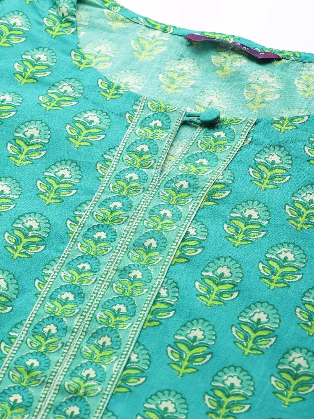 Blue Printed Cotton Suit Set - Libas 