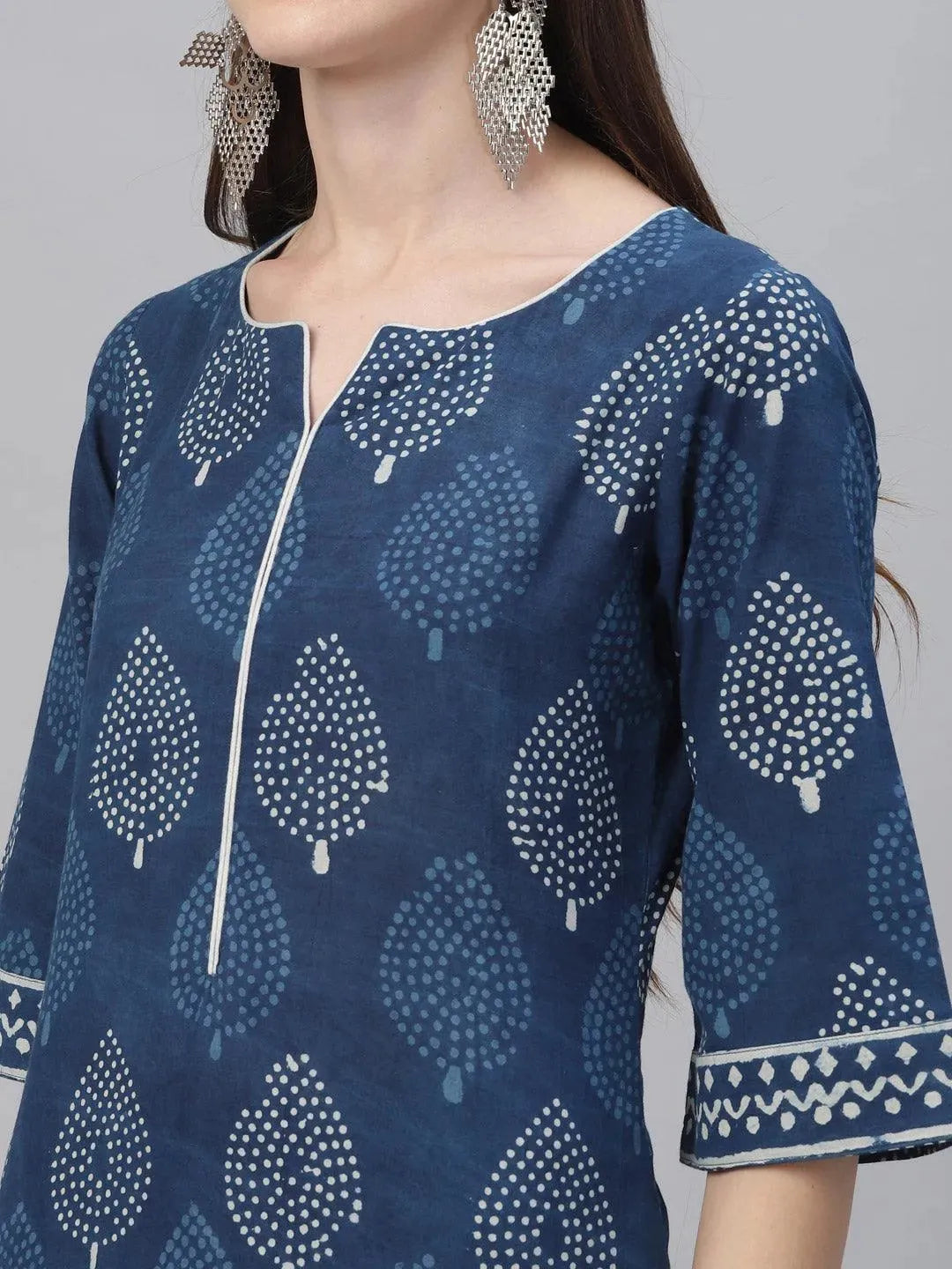 Blue Printed Cotton Suit Set - Libas