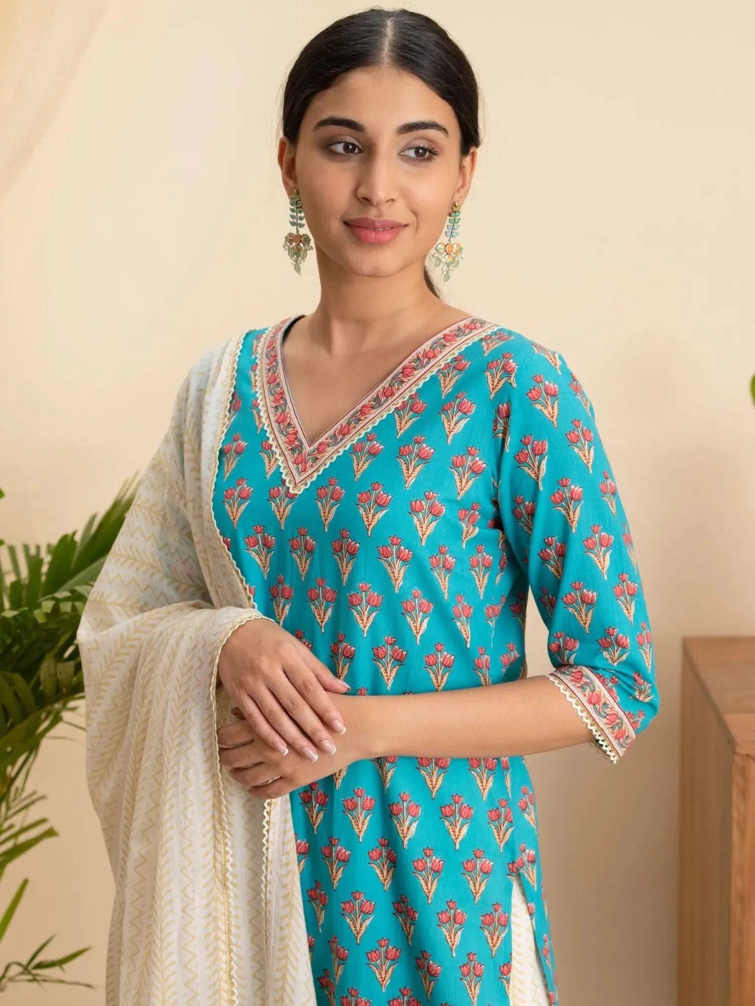 

Buy Blue Printed Cotton Suit Set - 20127O-XS | Libas Ethnic Wear Online