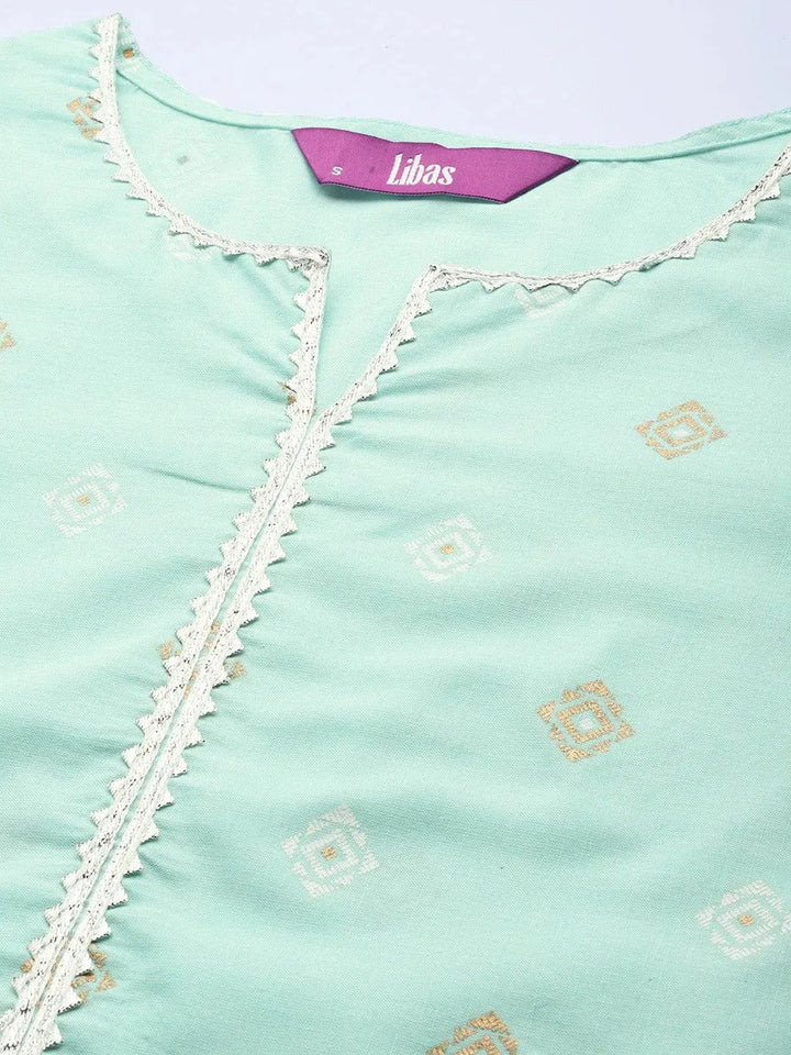 Blue Printed Cotton Suit Set - Libas
