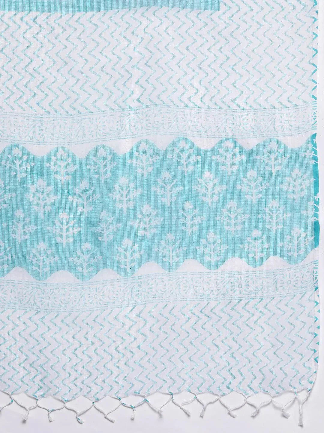 Blue Printed Cotton Suit Set - Libas 