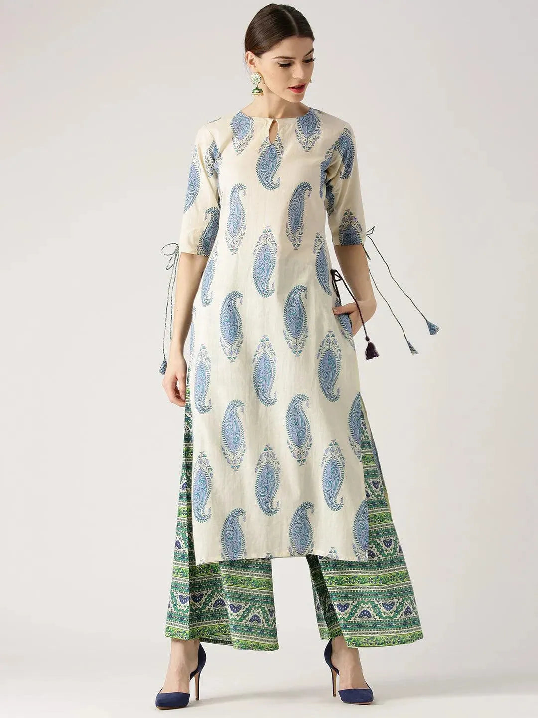 Blue Printed Cotton Kurta Set - Libas