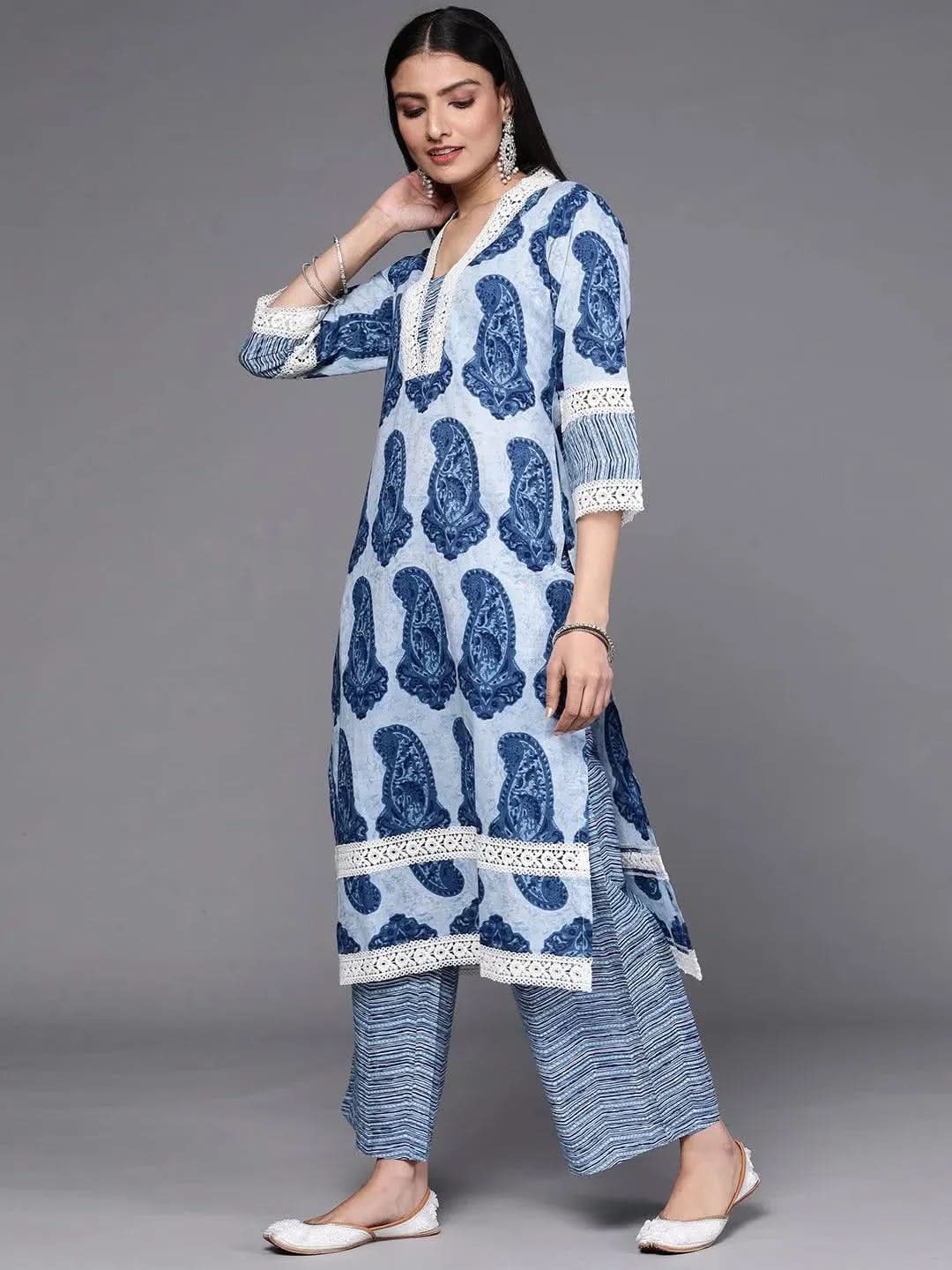 

Buy Blue Printed Cotton Kurta Set - 33159O- | Libas Ethnic Wear Online