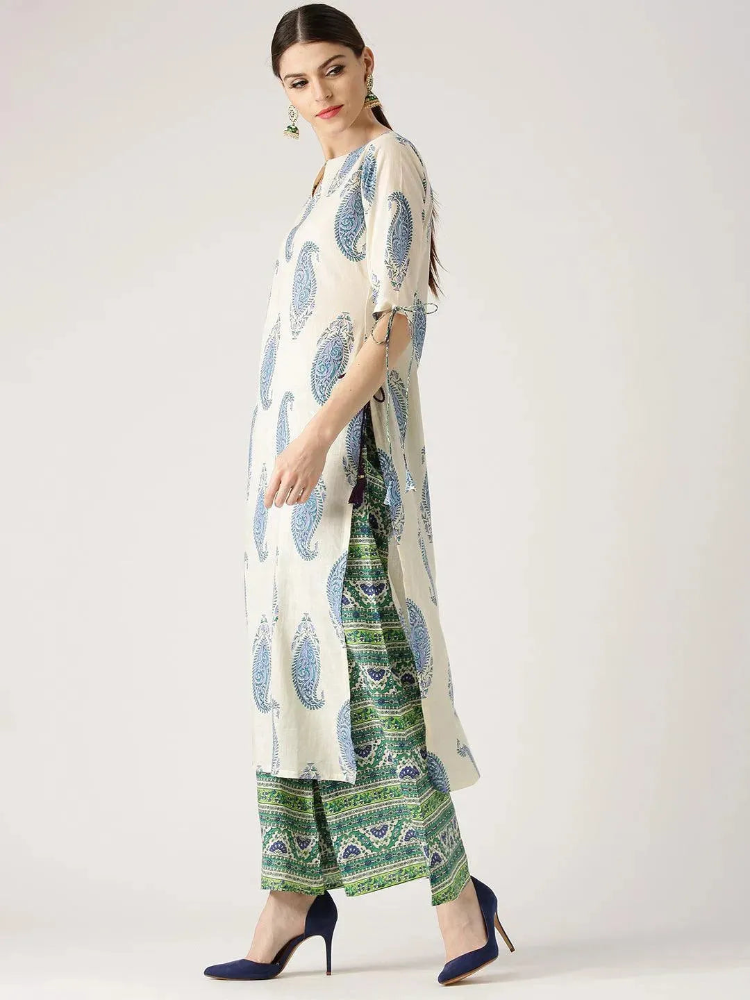 Blue Printed Cotton Kurta Set - Libas