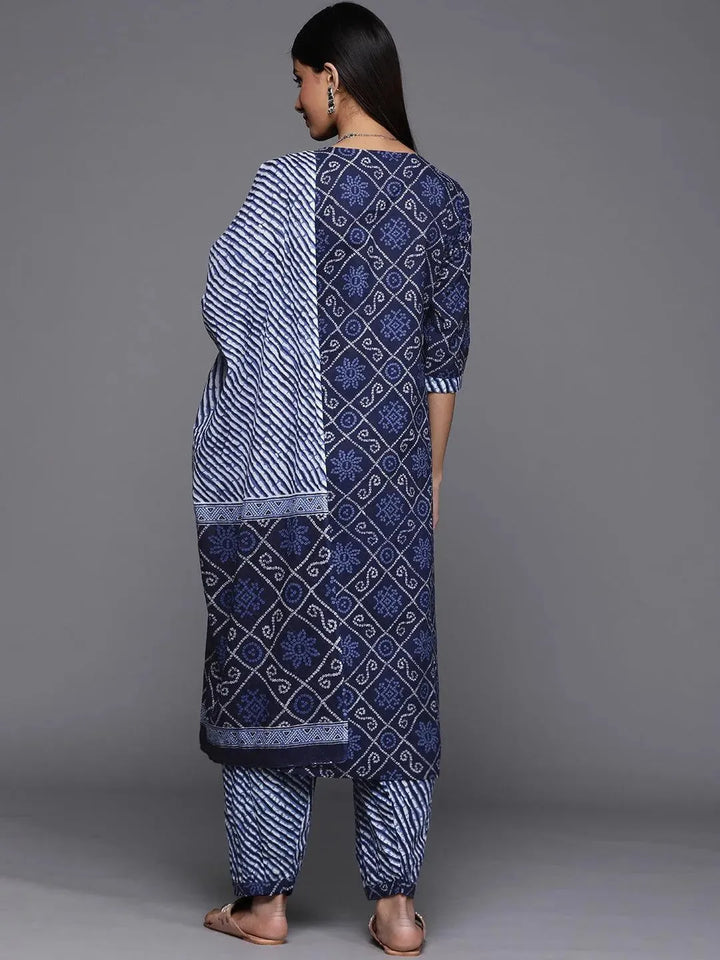 Blue Printed Cotton Suit Set - Libas