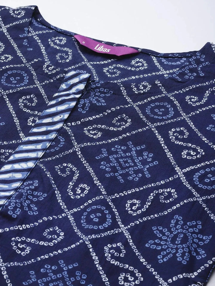 Blue Printed Cotton Suit Set - Libas