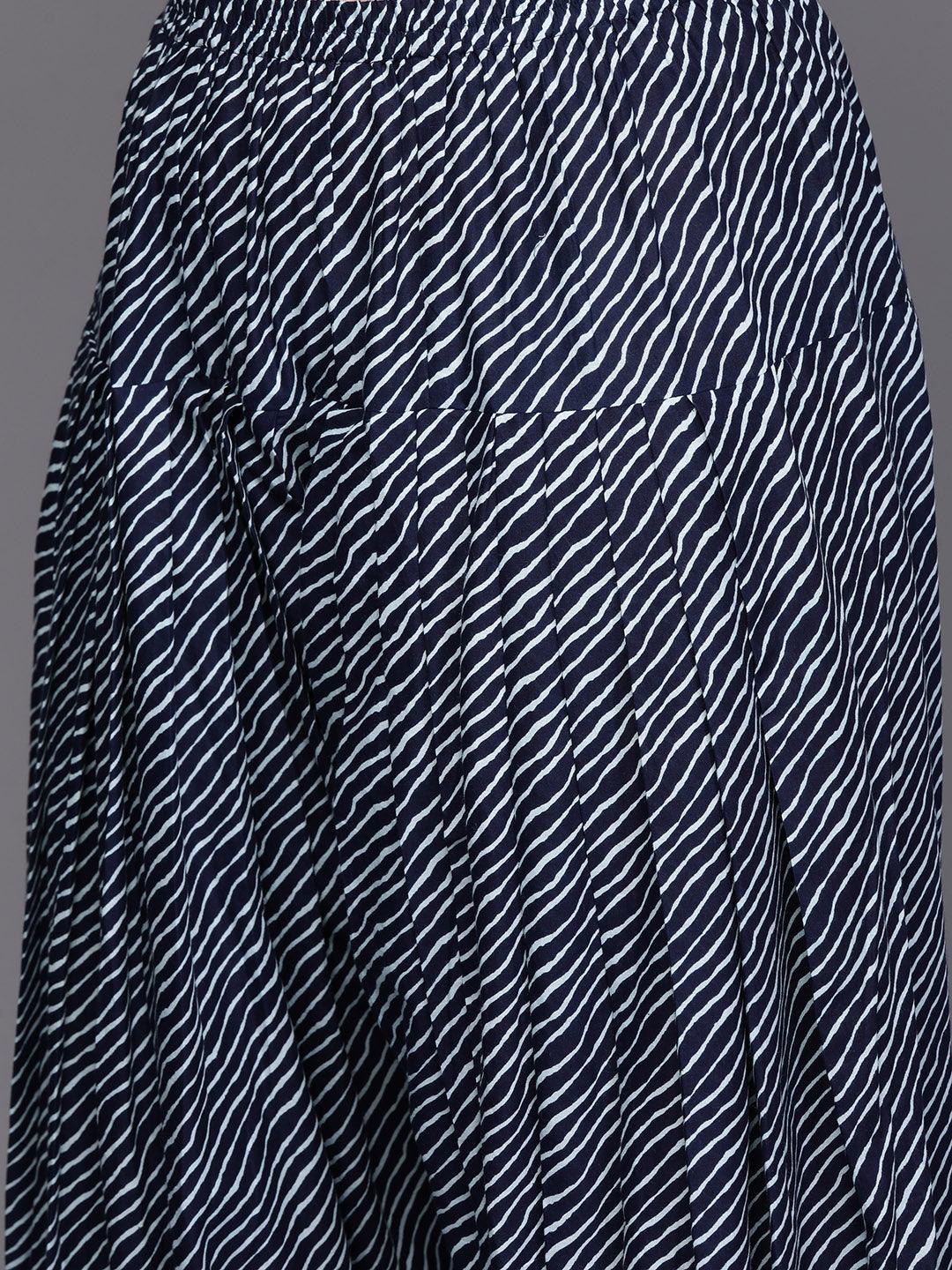 Black Yoke Design Cotton Straight Kurta With Trousers & Dupatta - Libas