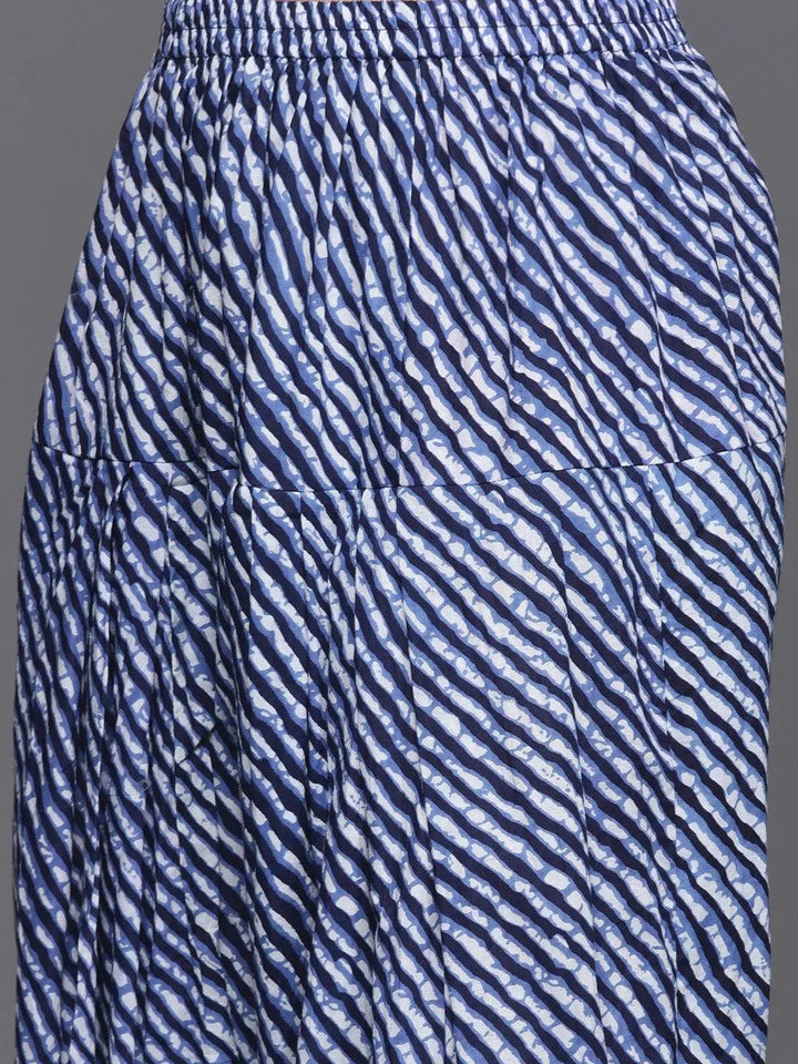 Blue Printed Cotton Suit Set - Libas