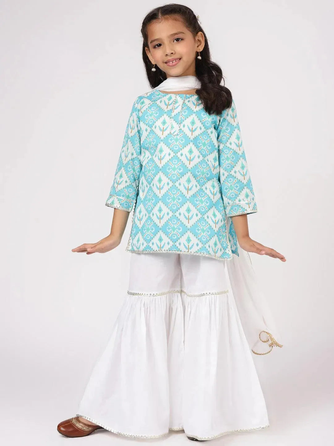 Blue Printed Cotton Suit Set - Libas