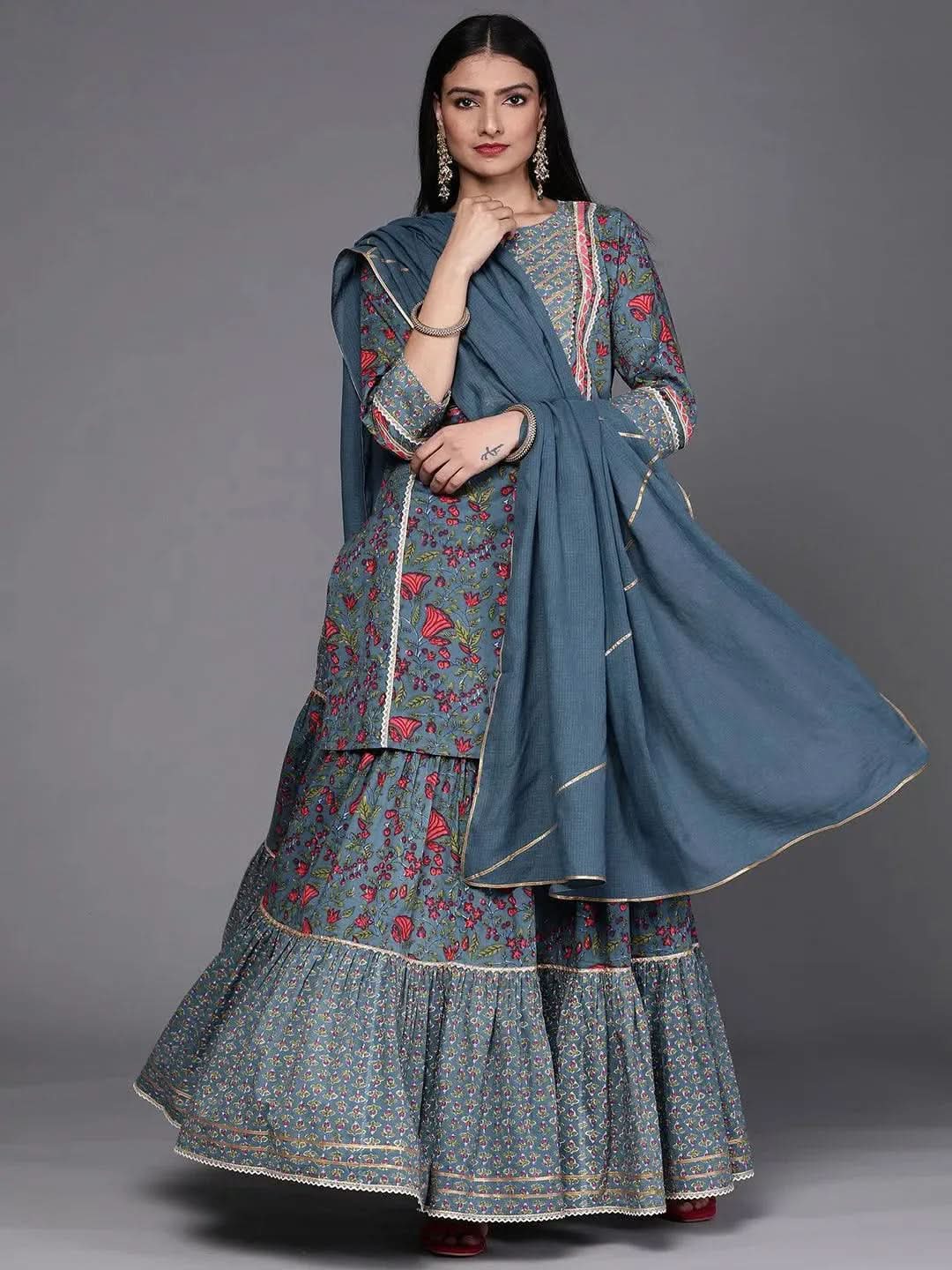

Buy Blue Printed Cotton Suit Set - 33259O- | Libas Ethnic Wear Online