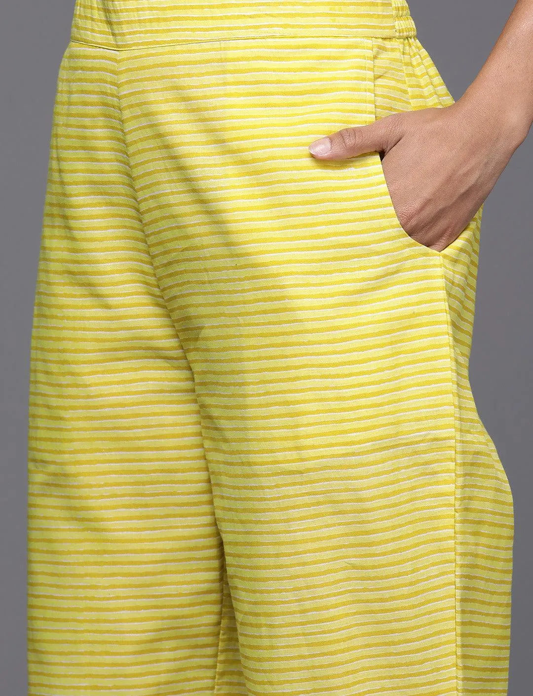 Blue Printed Cotton Straight Kurta With Trousers & Dupatta - Libas 