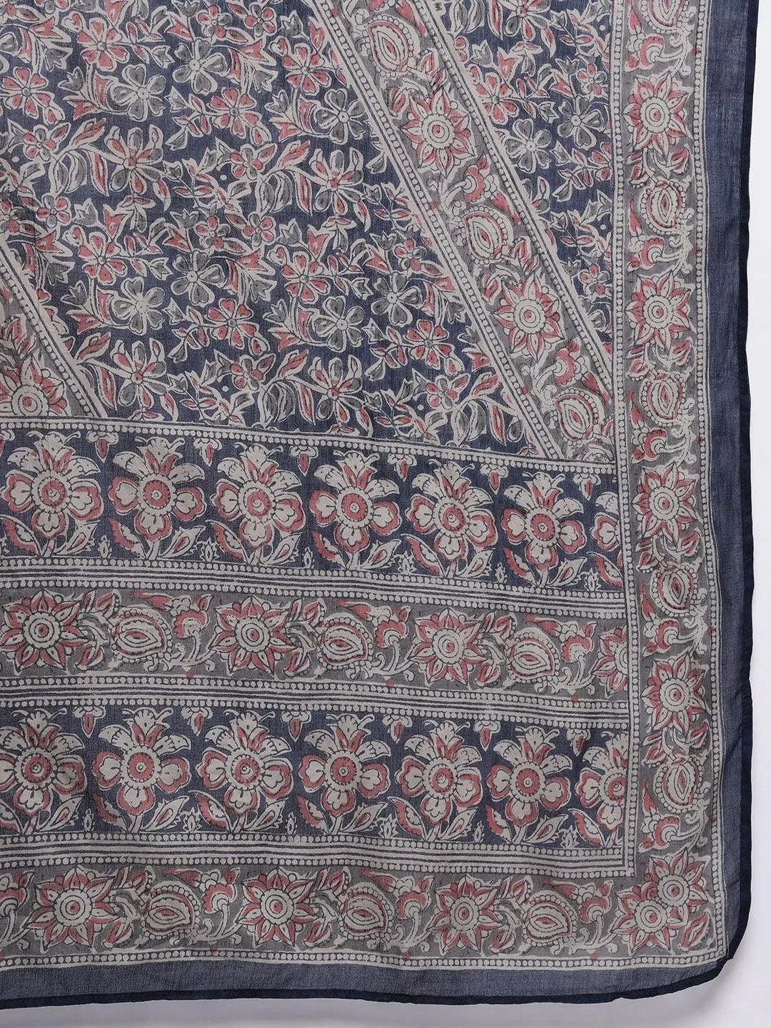 Blue Printed Cotton Straight Suit With Dupatta - Libas 