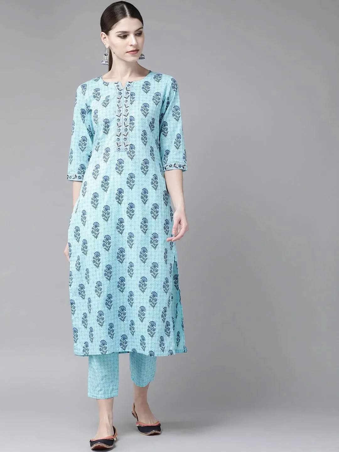 

Buy Blue Printed Cotton Kurta Set - 20288O-XS | Libas Ethnic Wear Online