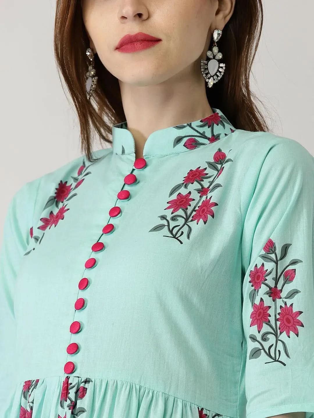 

Buy Blue Printed Cotton Kurta Set - 5570E- | Libas Ethnic Wear Online