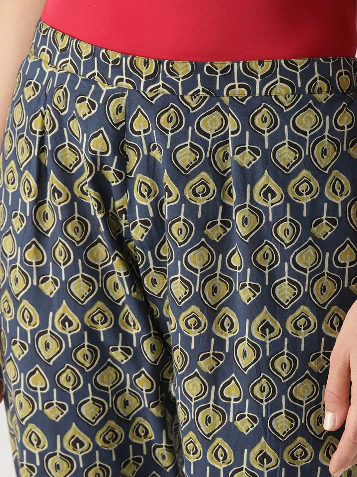 Blue Printed Cotton Trousers - Libas
