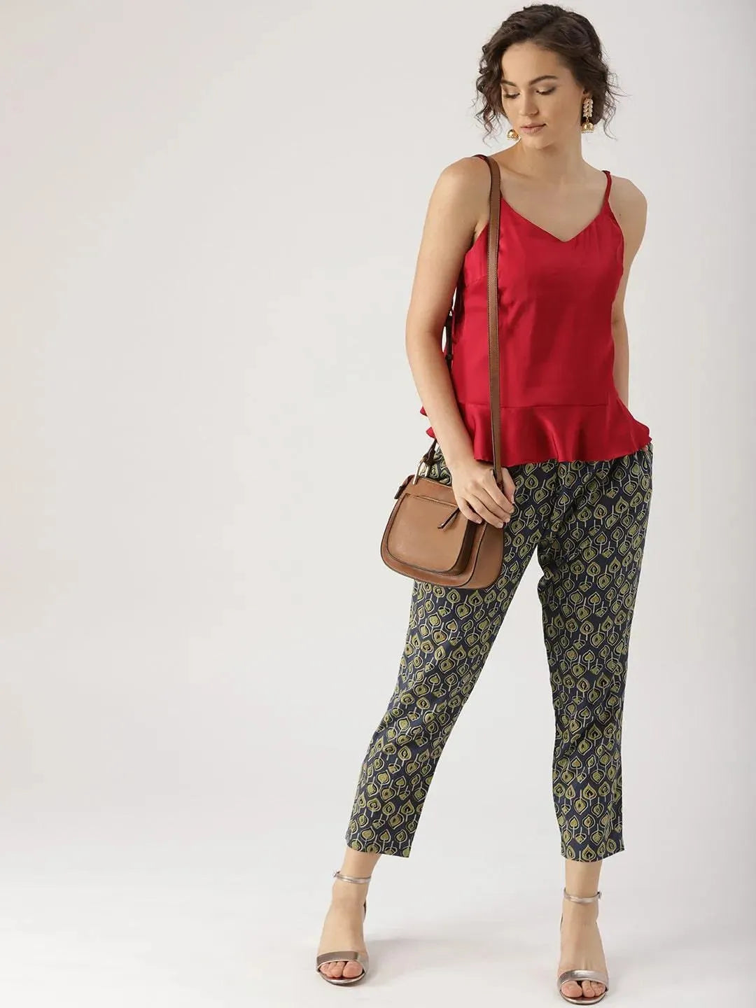Blue Printed Cotton Trousers - Libas 