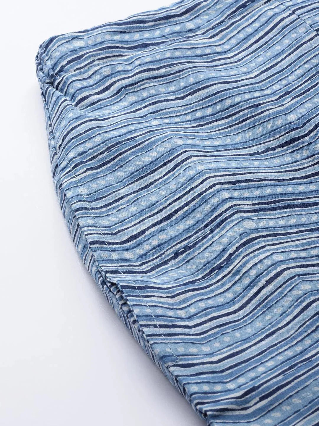 Blue Printed Cotton Trousers - Libas 