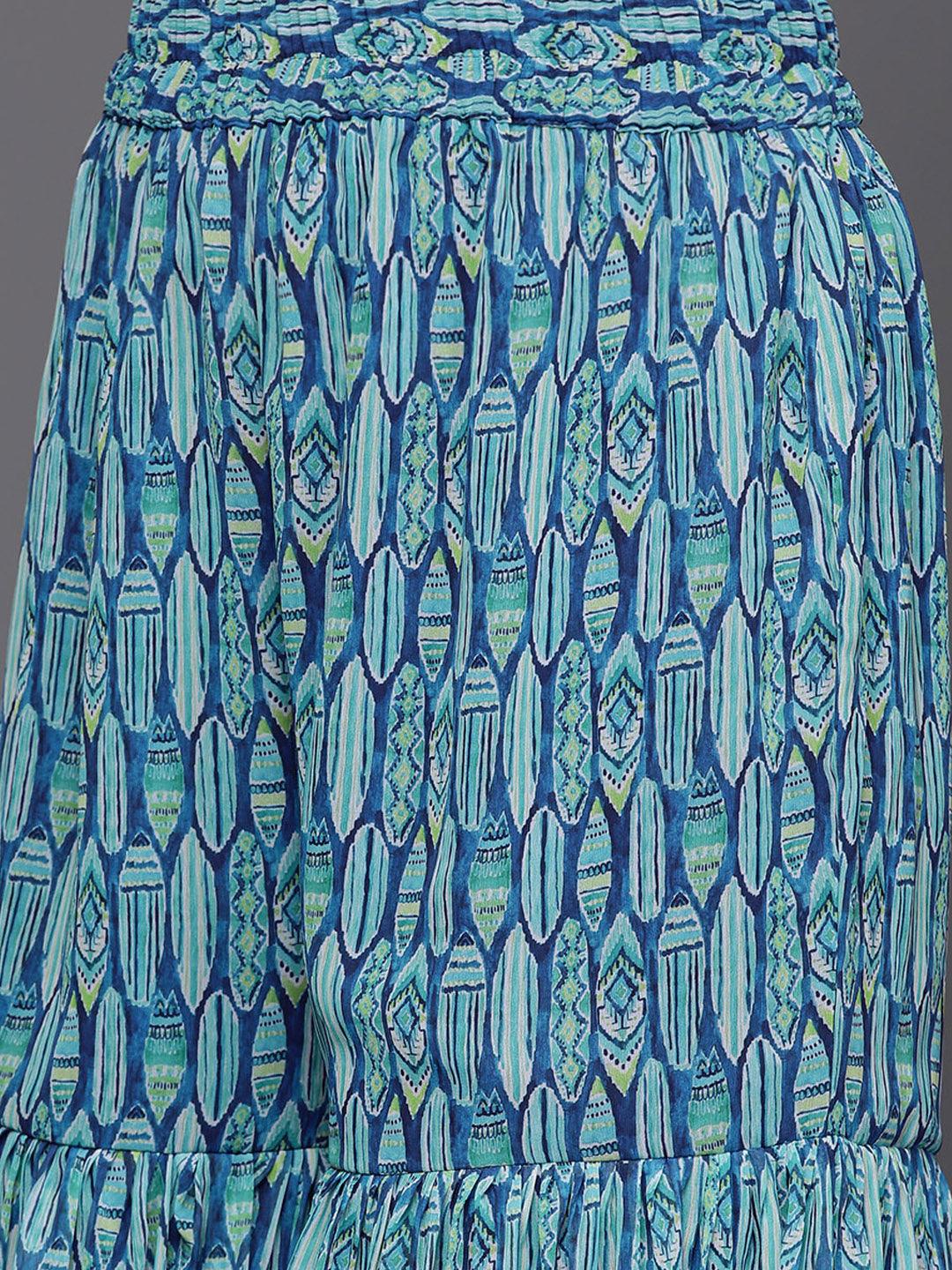 Blue Printed Georgette Suit Set - Libas