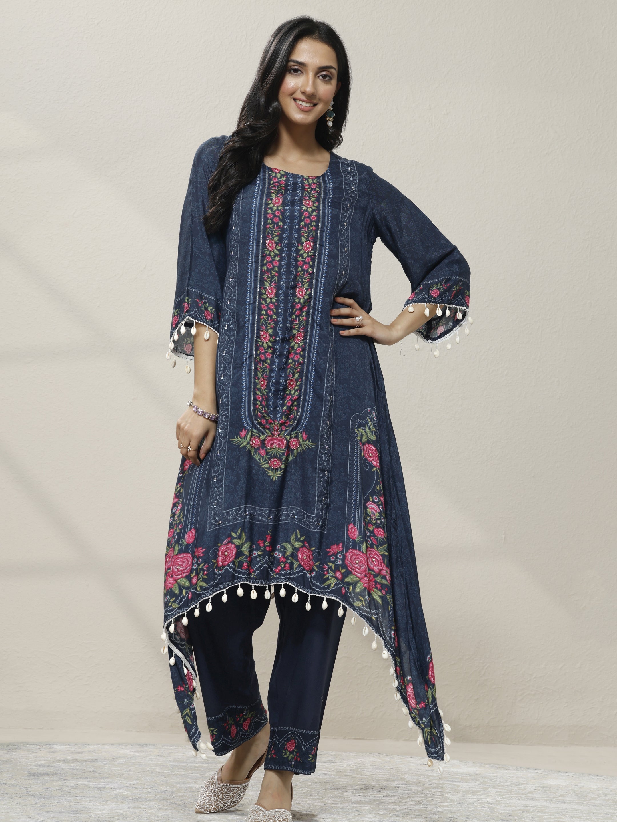 libas Blue Printed Muslin Straight Kurta Set-picture-44
