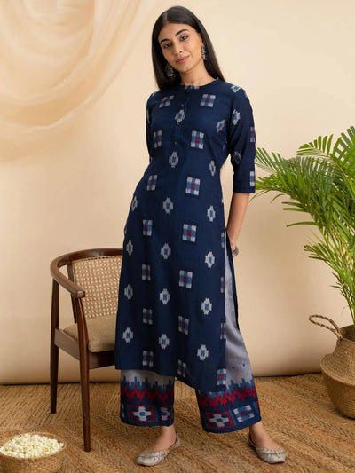 Blue Printed Rayon Kurta - Libas