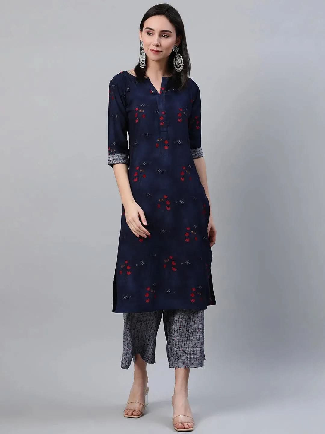 

Buy Blue Printed Rayon Kurta - 22018O- | Libas Ethnic Wear Online