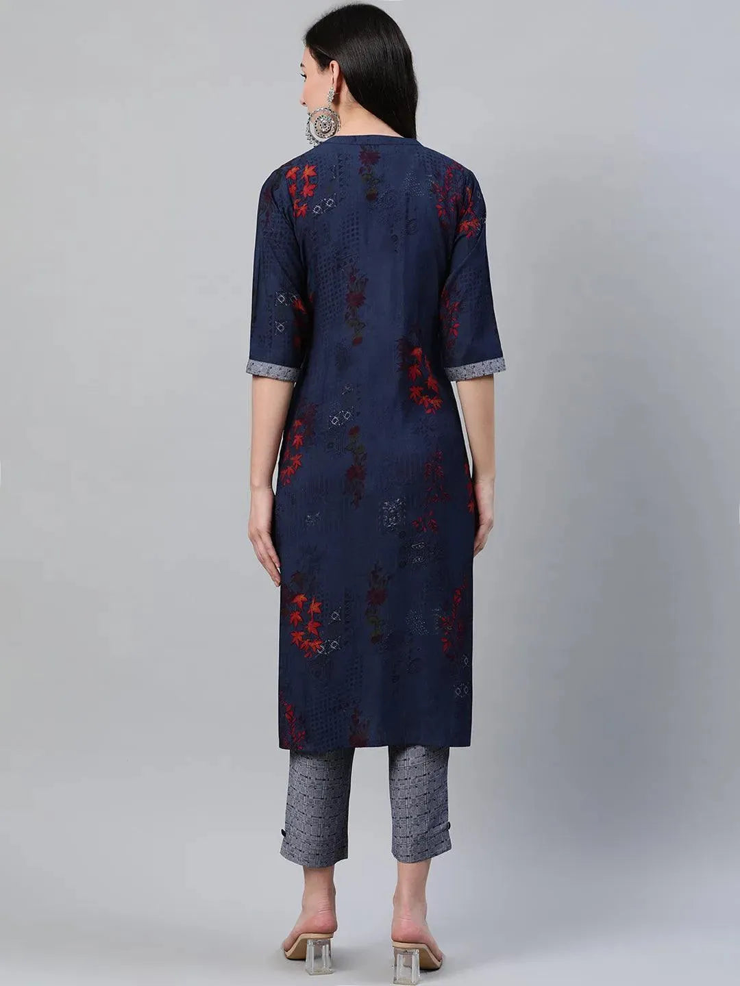 Blue Printed Rayon Kurta - Libas 