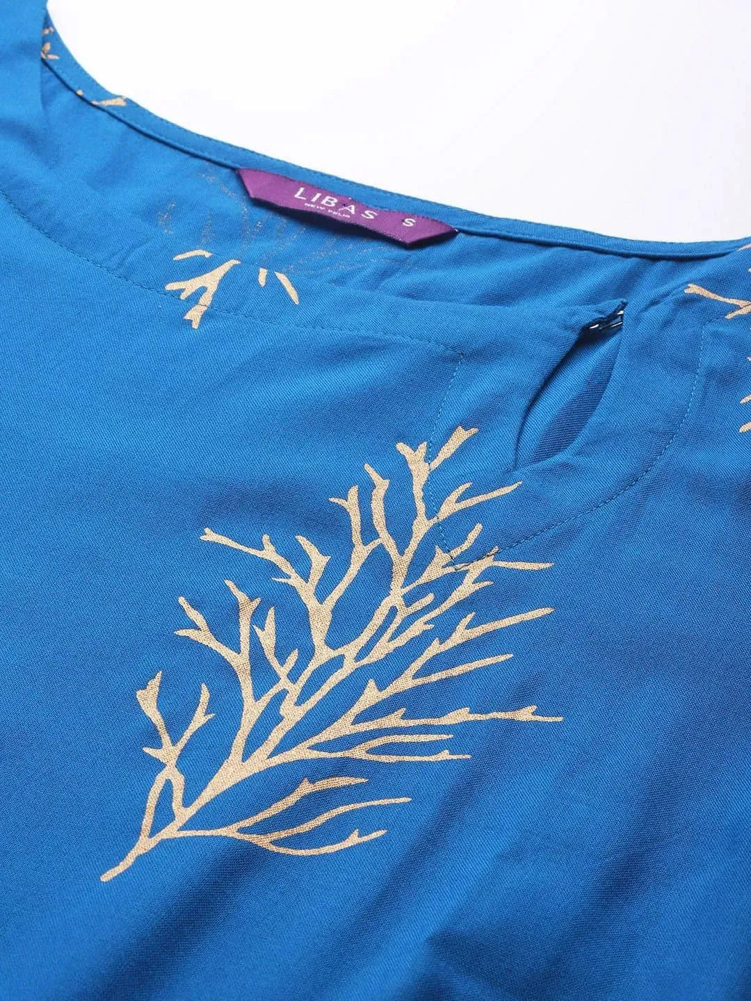 Blue Printed Rayon Kurta - Libas 