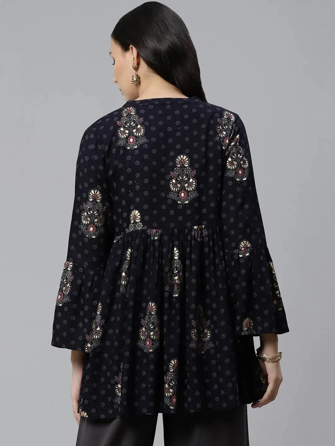 

Blue Printed Rayon Kurti