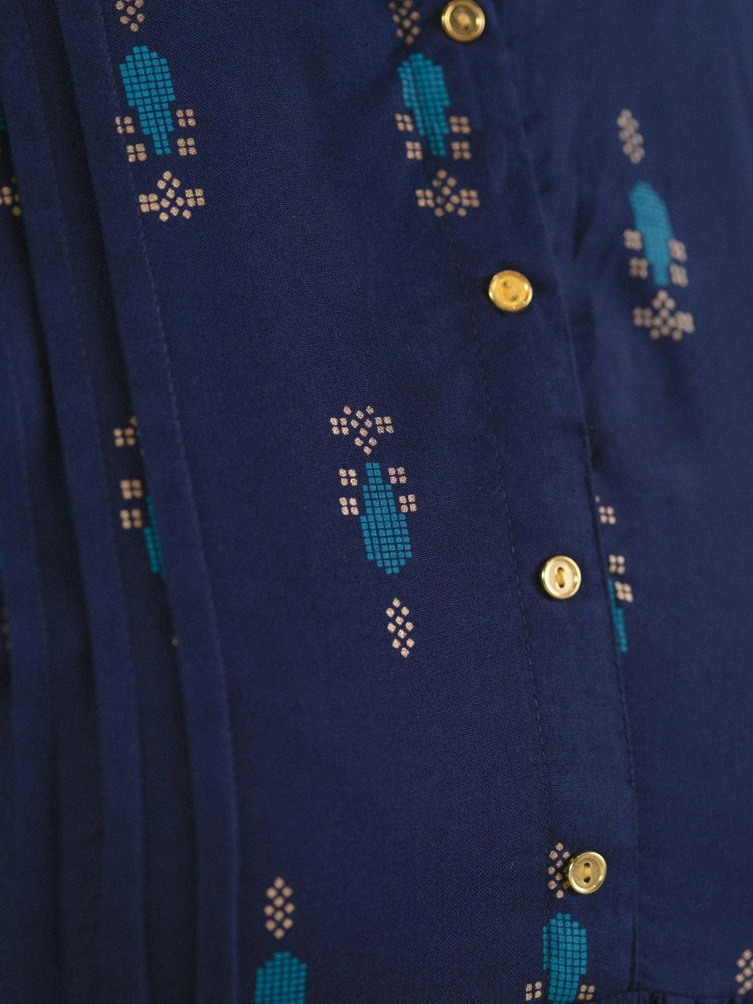 Blue Printed Rayon Kurti - Libas