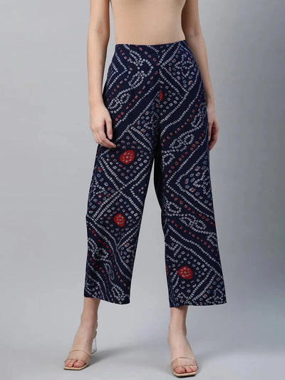 Blue Printed Rayon Palazzos - Libas